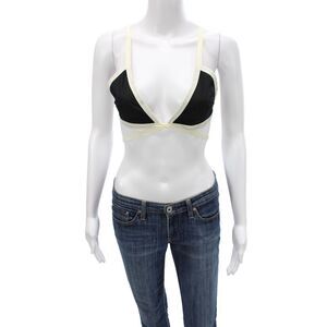 Kimberly Taylor Womens Bralette Top V-Neck Colorblock Black Sleeveless Size S